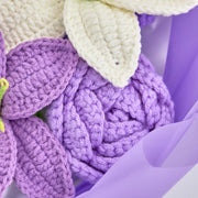 Bouquet de lys, de roses et de lavande en crochet violet foncé YSHomy