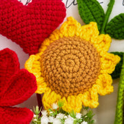 YSHomy Red Crochet Rose Sunflower Bouquet