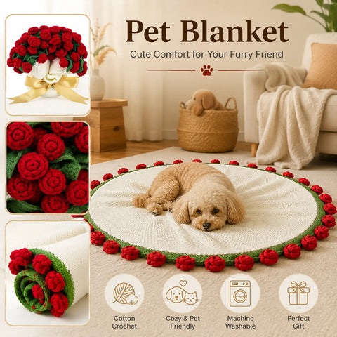 YSHomy Crochet Flower Blanket-Red Roses