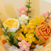 YSHomy かぎ針編み黄色＆オレンジローズの花束