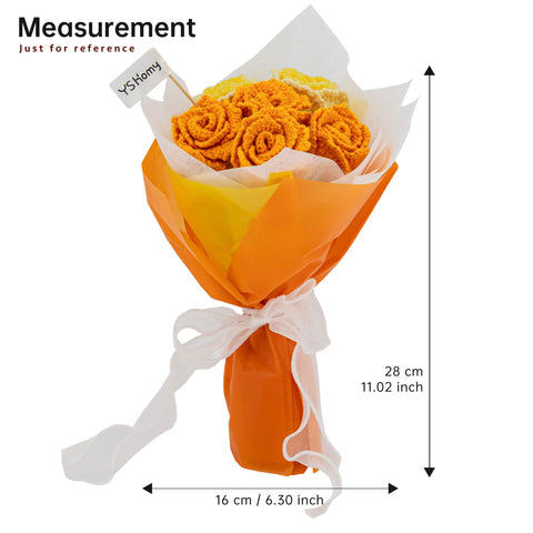 YSHomy Crochet Flowers Bouquet with Orange & Yellow Rose