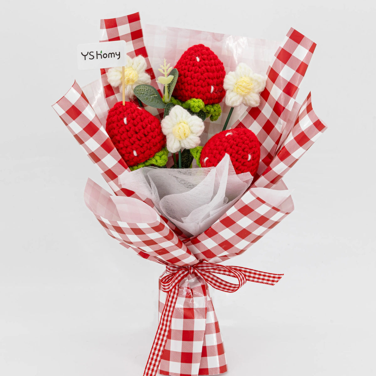 YSHomy Crochet Strawberry Daisy Bouquet-Handheld for For Kids (Order: 20251104-1941)