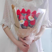 YSHomy Bouquet di Fragole e Margherite all'Uncinetto - Grande