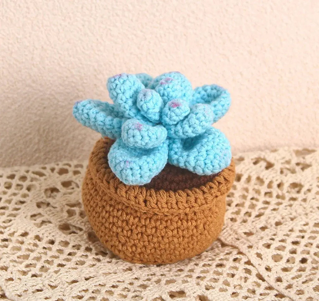 Plantes succulentes en pot au crochet, plantes en pot tricotées à la main, cadeau au crochet, décor de bureau, fleurs au crochet, cadeau de la Saint-Valentin, cadeau pour elle