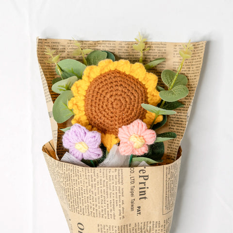 Bouquet de fleurs au crochet, Bouquet de tournesol, Fleurs au crochet, Bouquet au crochet, Cadeau au crochet, Fleur de fil, Fleur éternelle, Cadeau de la Saint-Valentin