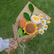 YSHomy Ramo de ganchillo de girasoles, narcisos, rosas y tulipanes