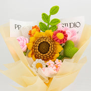 YSHomy Yellow & Green Crochet Sunflower Rose Daisy Bouquet