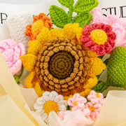YSHomy Yellow & Green Crochet Sunflower Rose Daisy Bouquet