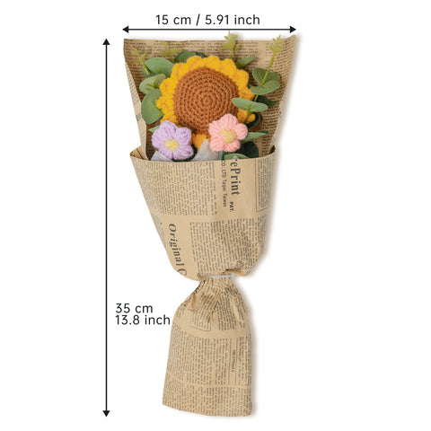 Bouquet de fleurs au crochet, Bouquet de tournesol, Fleurs au crochet, Bouquet au crochet, Cadeau au crochet, Fleur de fil, Fleur éternelle, Cadeau de la Saint-Valentin