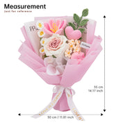 YSHomy Gehäkelter Thai-Rosen-Tulpen-Herz-Strauß – Rosa