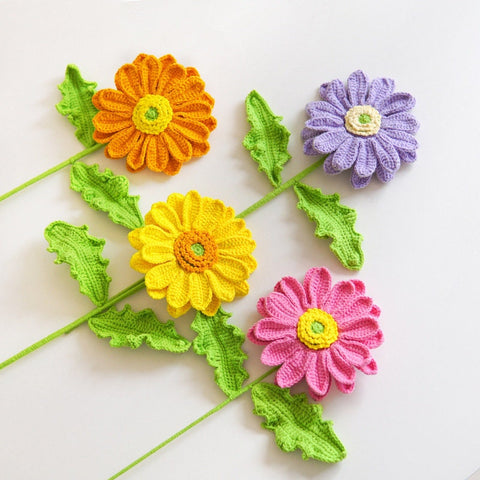 YSHomy Crochet Flowers of Gerbera Daisy (Set of 2)