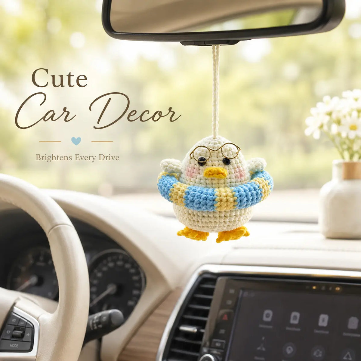 YSHomy Cute Crochet Duck Car Hanging