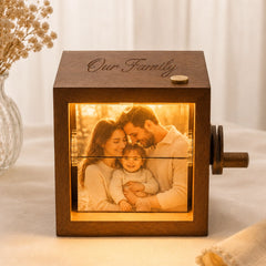 YSHomy Personalized Wooden Photo Flip Box with Light & Engraving