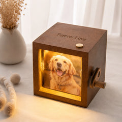 YSHomy Personalized Wooden Photo Flip Box with Light & Engraving