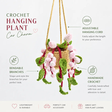YSHomy Crochet Flowers & Leaves Plant Car Hanging