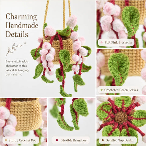 YSHomy Crochet Flowers & Leaves Plant Car Hanging