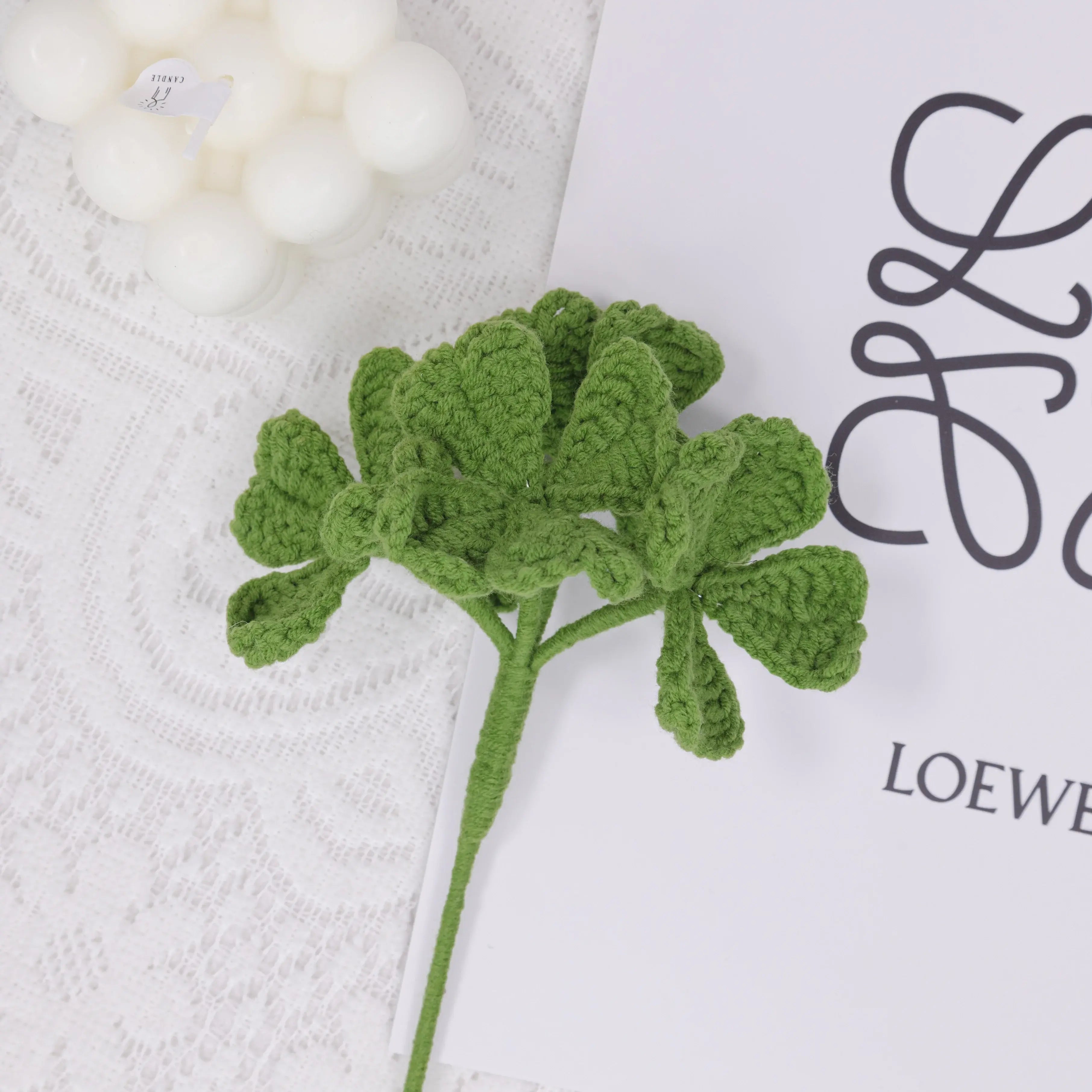 YSHomy Crochet Flower of Four Leaf Clover (Set of 3)
