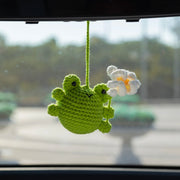 YSHomy Cute Crochet Frog & Flower Car Hanging