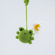 YSHomy Cute Crochet Frog & Flower Car Hanging