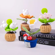 Crochet potted plant with a built-in light for use as a night light