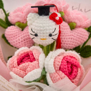 YSHomy Crochet Flower Bouquet with Graduation HK & Pink Rose