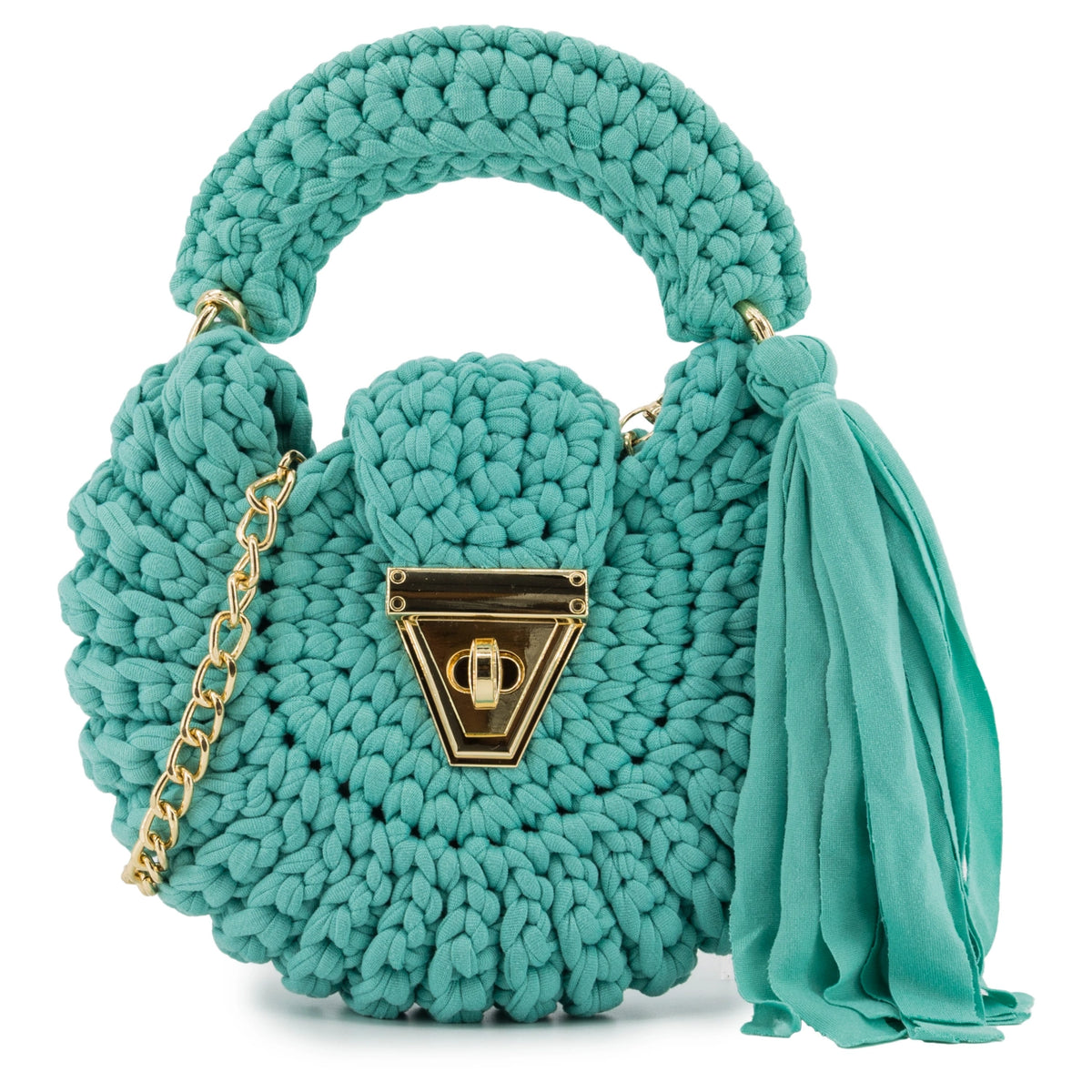 YSHomy Handmade Crochet Round Crossbody Handbag with Tassels for Women