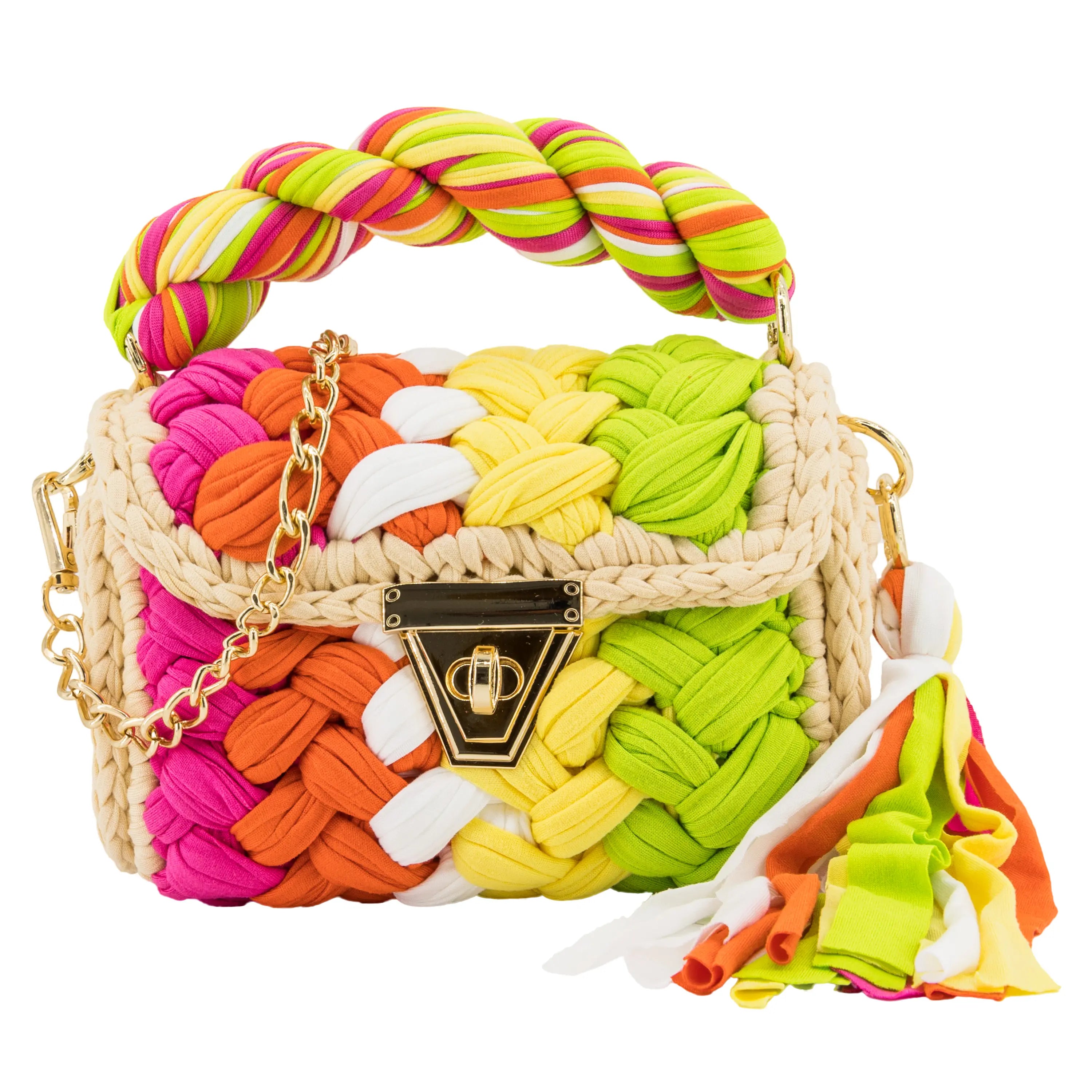 YSHomy Handmade Crochet Crossbody Handbag with Twist Handle