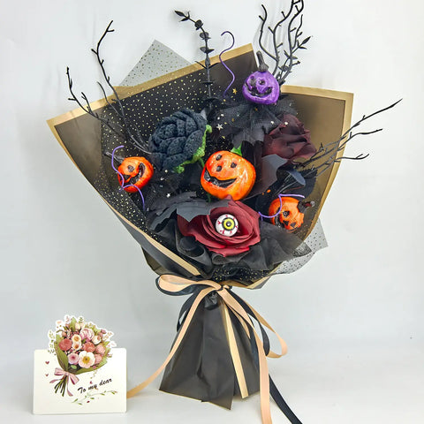 YSHomyHalloween Crochet rosa negra Bouquet