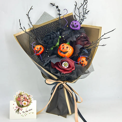 YSHomyHalloween Crochet rosa negra Bouquet