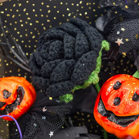 YSHomyHalloween Crochet rosa negra Bouquet