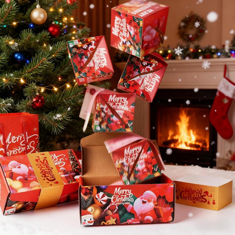 Christmas Surprise Pop Up Box with 16 PCS Exploding Box-Red