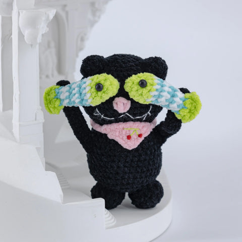 YSHomy Crochet Cute Cat & Fish Doll for Desk Decor