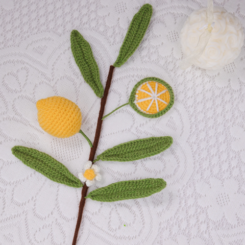 Fleurs au crochet, Citronnier au crochet, Fraise au crochet, Ensemble de 2, Cadeau de la Saint-Valentin, Cadeau au crochet, Cadeau pour elle, Plante au crochet