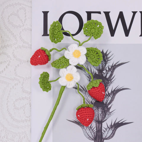 Fleurs au crochet, Citronnier au crochet, Fraise au crochet, Ensemble de 2, Cadeau de la Saint-Valentin, Cadeau au crochet, Cadeau pour elle, Plante au crochet