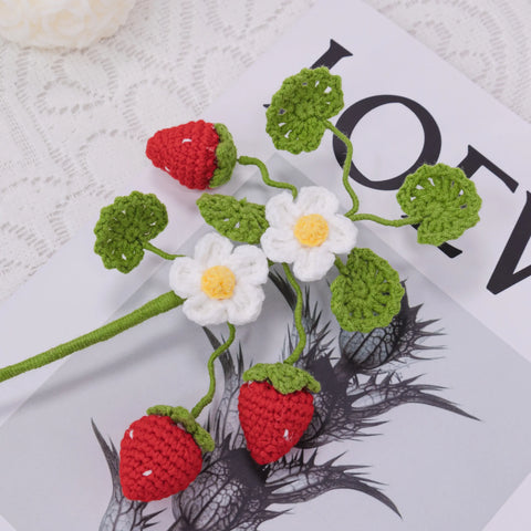 Fleurs au crochet, Citronnier au crochet, Fraise au crochet, Ensemble de 2, Cadeau de la Saint-Valentin, Cadeau au crochet, Cadeau pour elle, Plante au crochet