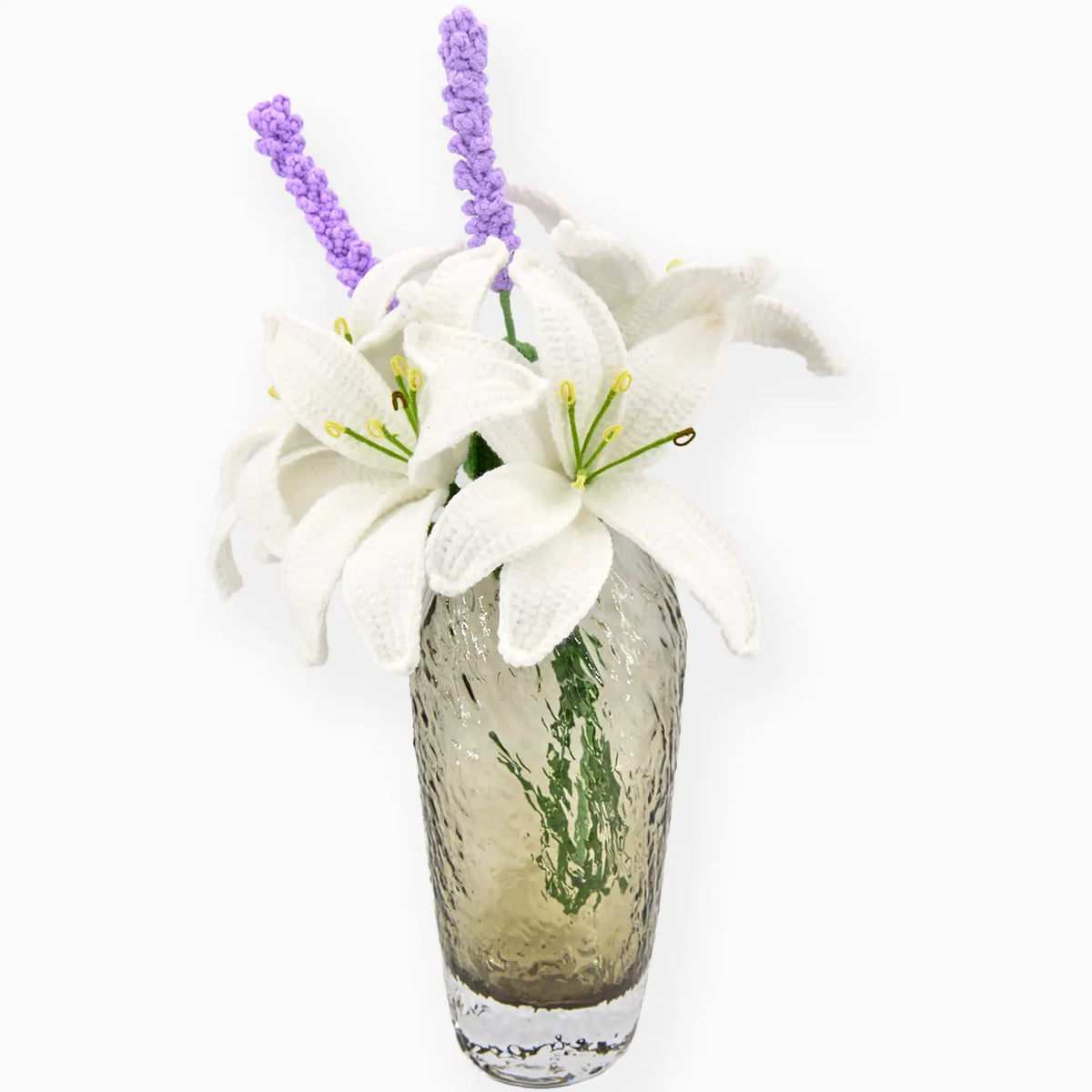 YSHomy Crochet Lily & Lavender Flowers Set (No Vase)
