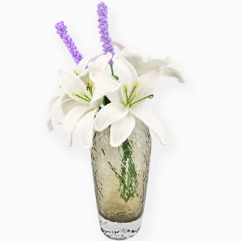 YSHomy Crochet Lily & Lavender Flowers Set (No Vase)