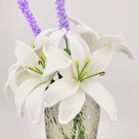 YSHomy Crochet Lily & Lavender Flowers Set (No Vase)
