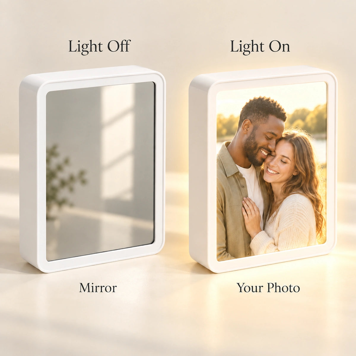 YSHomy Scatola di Legno Fotografica Girevole Personalizzata con Luce e Incisione