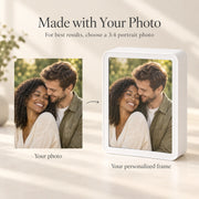 YSHomy Scatola di Legno Fotografica Girevole Personalizzata con Luce e Incisione
