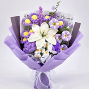 YSHomy Gehäkelter Lilien-Prunkwinden-Aster-Rosen-Strauß