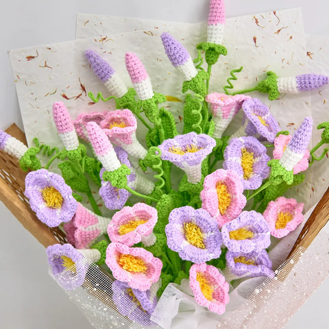 YSHomy Crochet Morning Glory Bouquet - September Birth Flower Bouquet