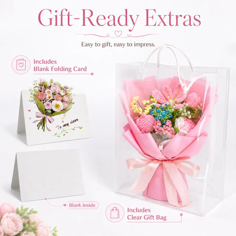 YSHomy Crochet Tulip Rose Bouquet