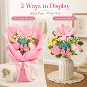 YSHomy かぎ針編みのチューリップとバラの花束