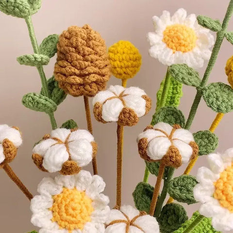 YSHomy Crochet Flowers of Cotton Flowers (Set of 3)