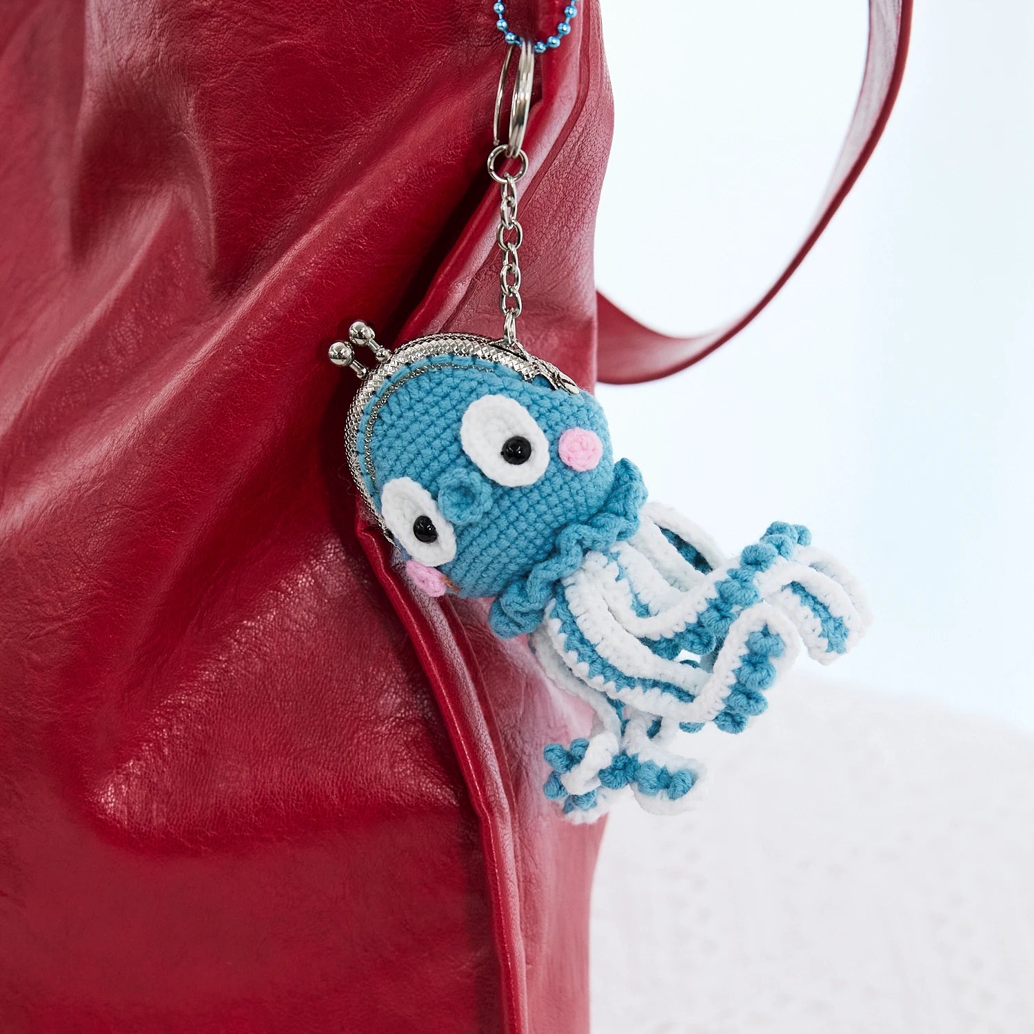 YSHomy Handmade Cute Crochet Octopus Coin Purse & Keychain
