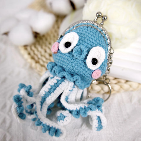 YSHomy Handmade Cute Crochet Octopus Coin Purse & Keychain