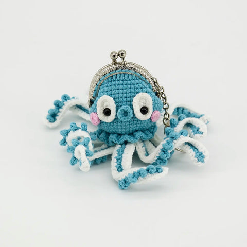 YSHomy Handmade Cute Crochet Octopus Coin Purse & Keychain