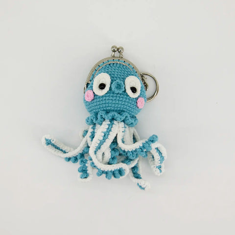 YSHomy Handmade Cute Crochet Octopus Coin Purse & Keychain