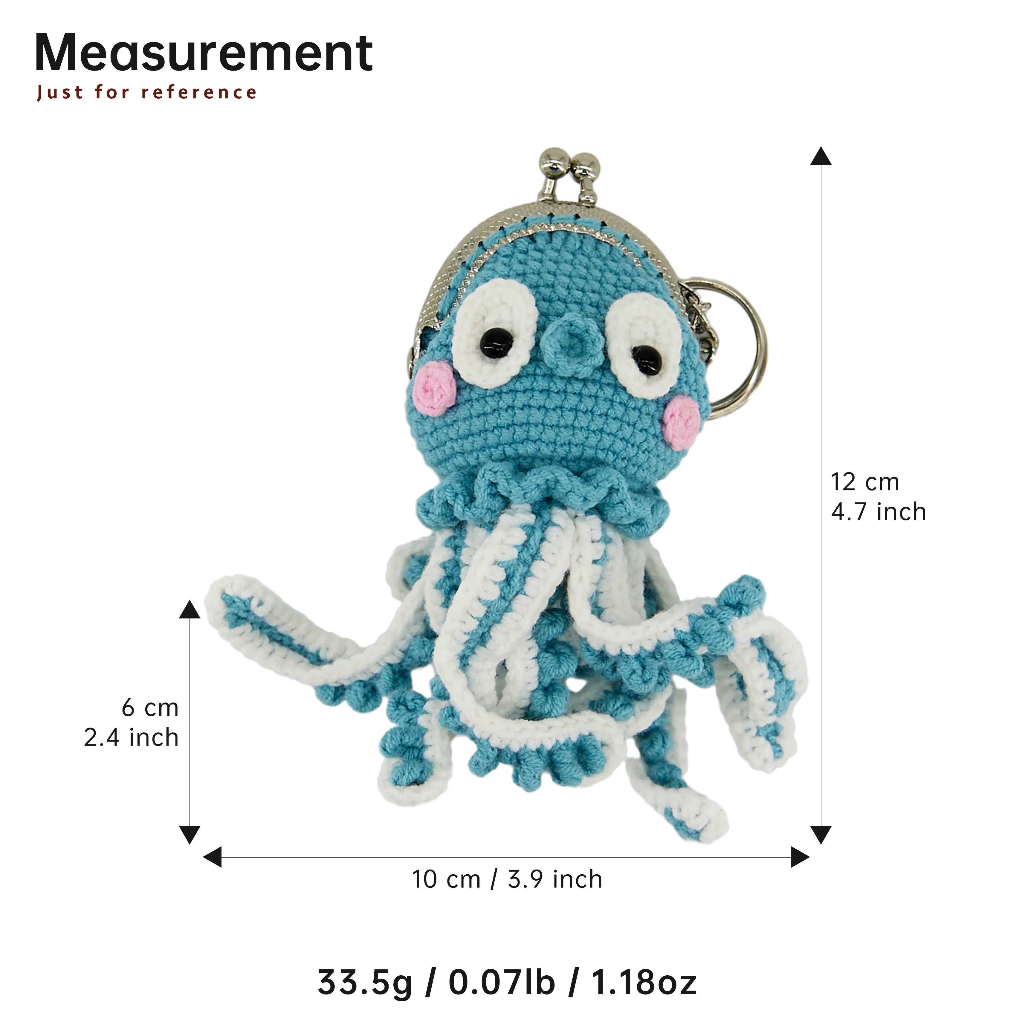 YSHomy Handmade Cute Crochet Octopus Coin Purse & Keychain